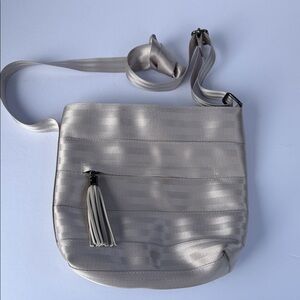 MarlaWynne Silver Metallic Crossbody with Tassel Accent